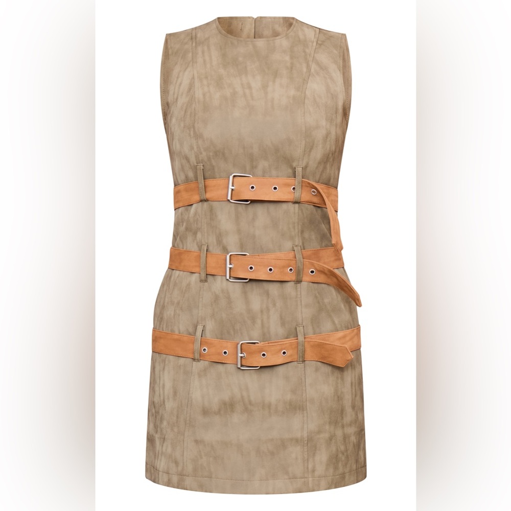 Suade Tan / Olive Belted Dress